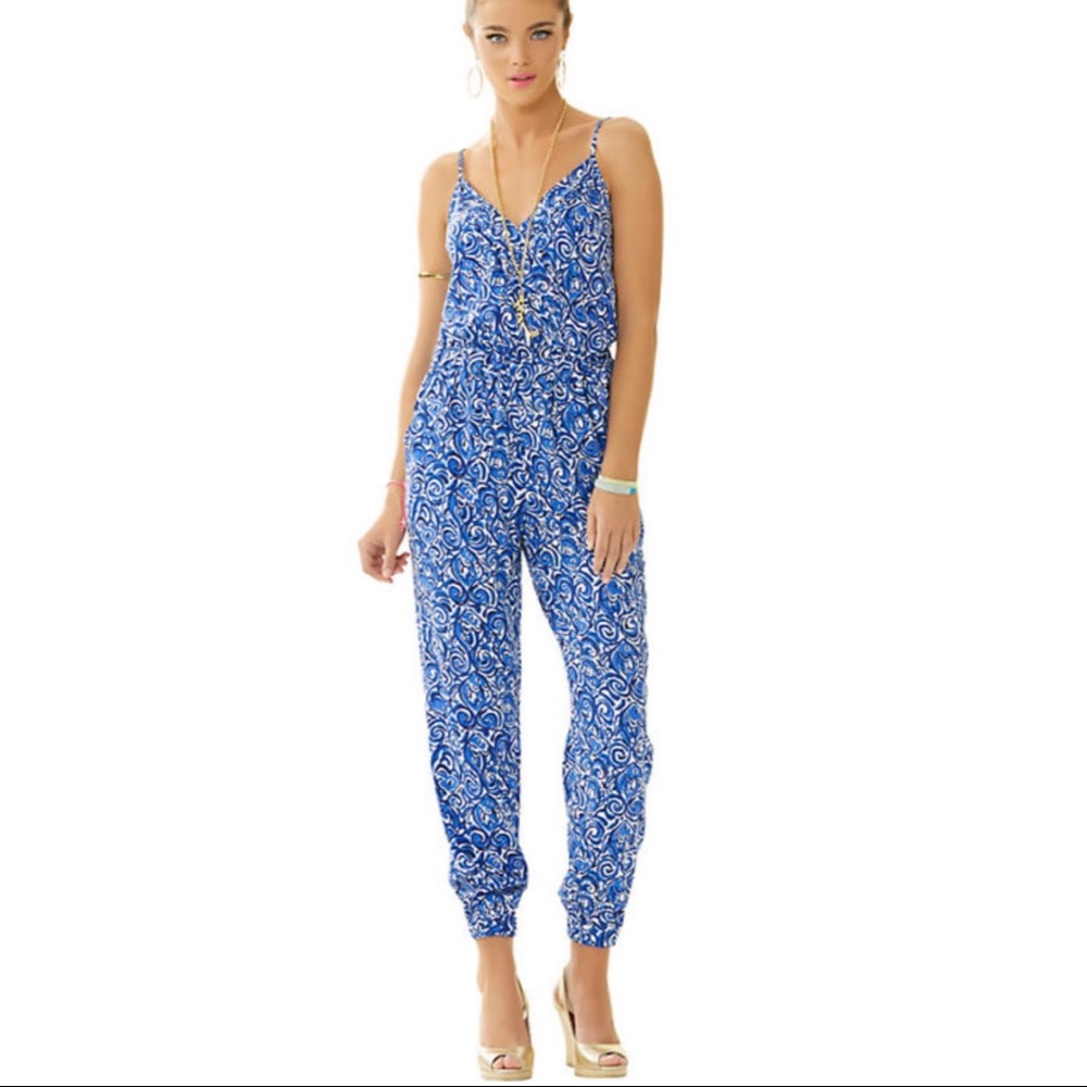 Lilly Pulitzer Melba Blue and White Jumpsuit